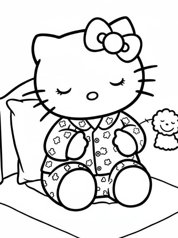 hello kitty color page - cute coloring pages